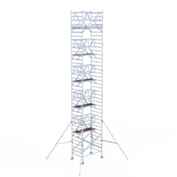 ES Trabattello con Corrimano Anticaduta WH. Trabattello ES con corrimano anticaduta, struttura in alluminio con piattaforme multiple e stabilizzatori per sicurezza nei lavori in quota.